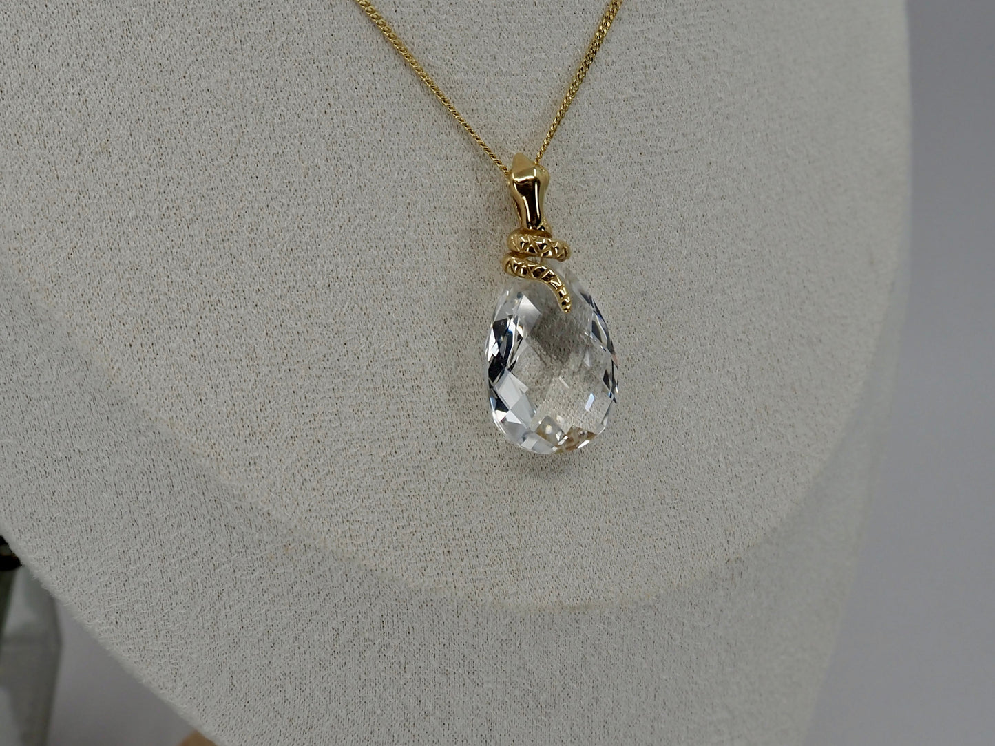 Rock Crystal Snake Pendant and Chain Hudsons Estate Jewellery
