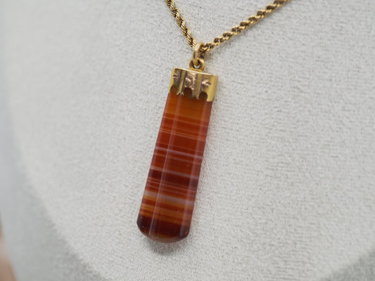 Antique Banded Agate Pendant in 9ct Gold Hudsons Estate Jewellery