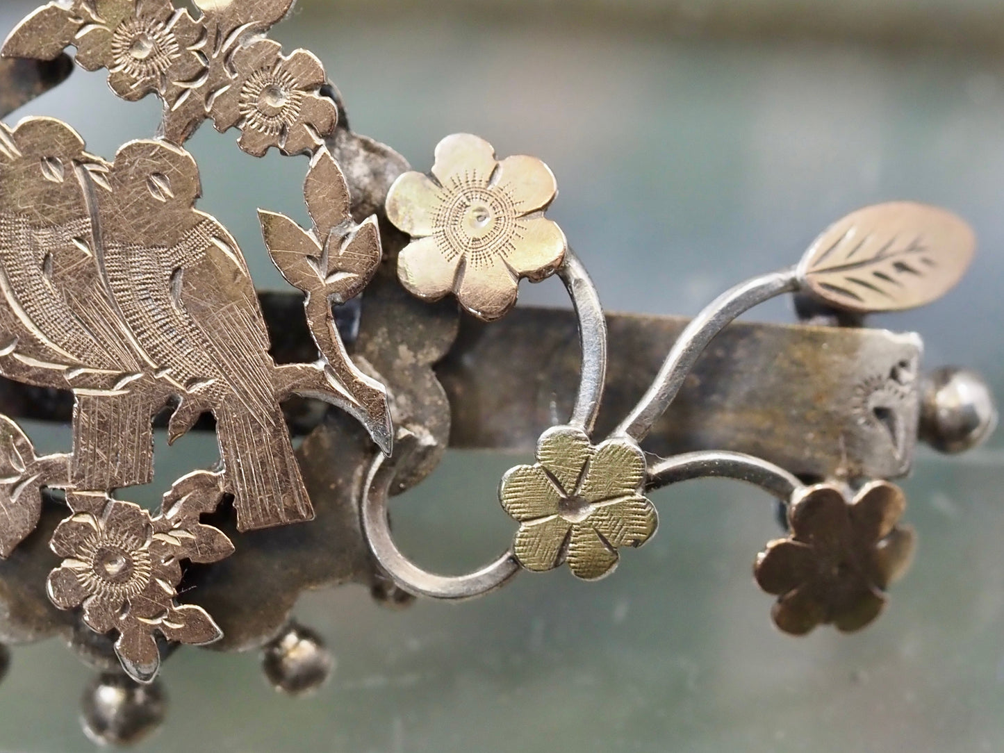Antique 1904 Sterling Silver & Gold Sweetheart Brooch Hudsons Estate Jewellery