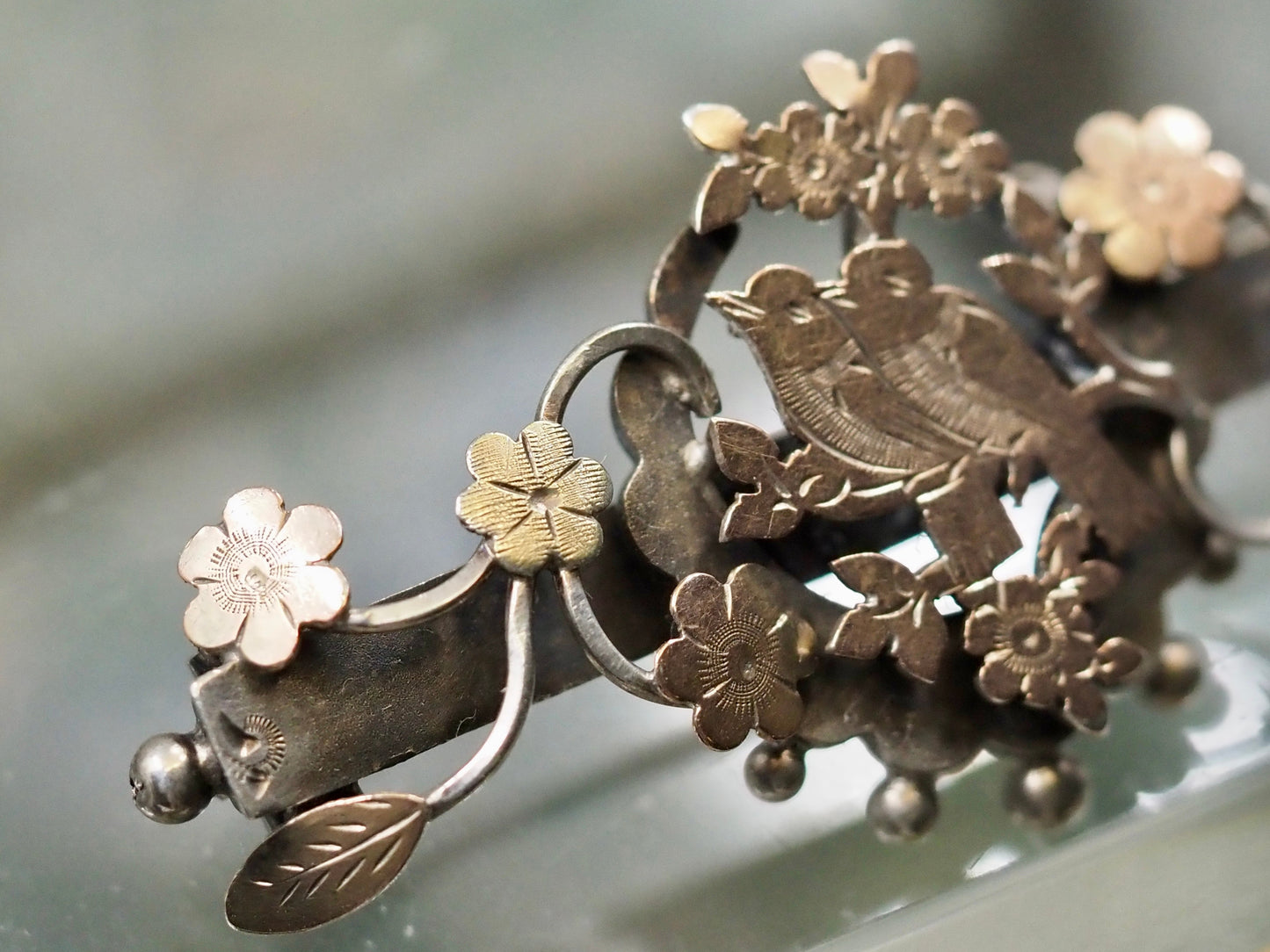 Antique 1904 Sterling Silver & Gold Sweetheart Brooch Hudsons Estate Jewellery