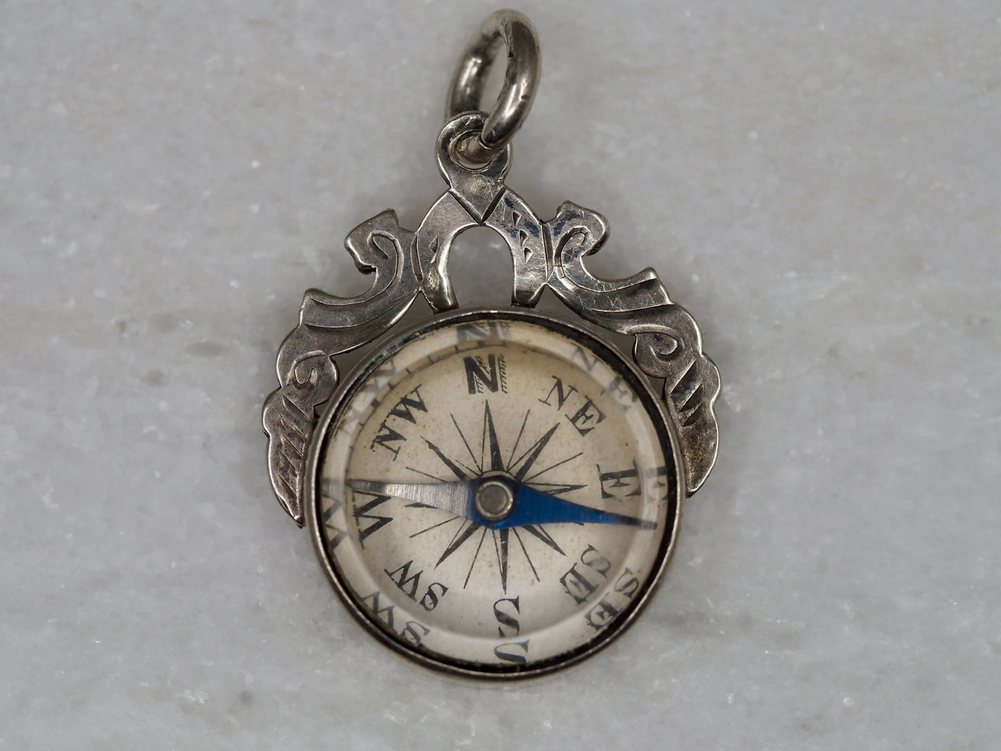 Antique Compass Pendant in Sterling Silver Hudsons Estate Jewellery