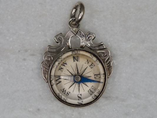Antique Compass Pendant in Sterling Silver Hudsons Estate Jewellery