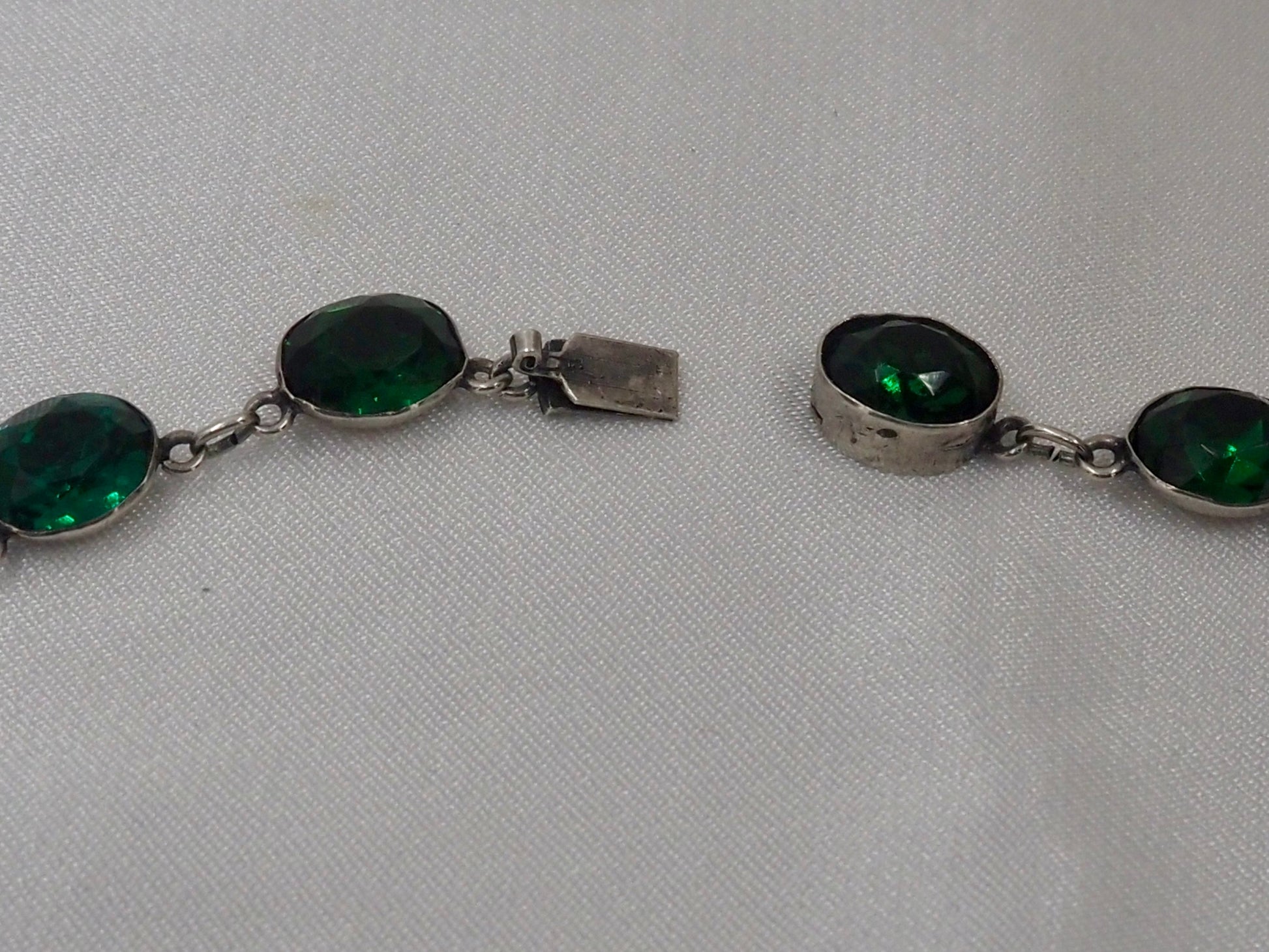 Vintage Silver Riviere with Green Paste Hudsons Estate Jewellery