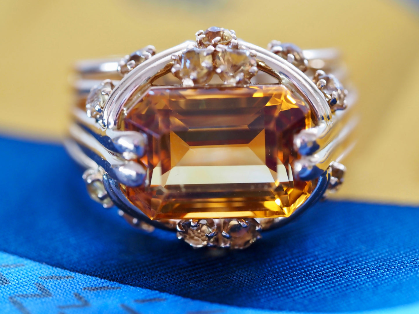 Vintage 18ct Gold Citrine Cocktail Ring Hudsons Estate Jewellery