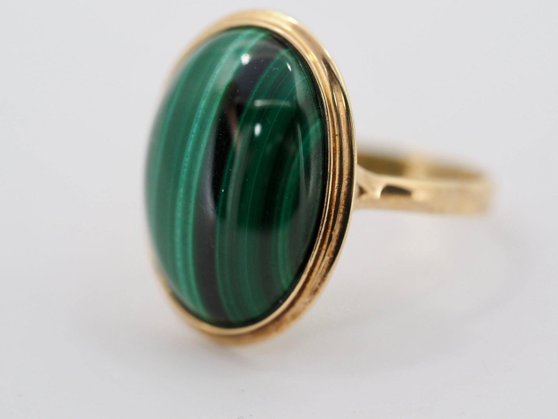 Malachite ring in 14ct Yellow Gold Hudsons Estate Jewellery