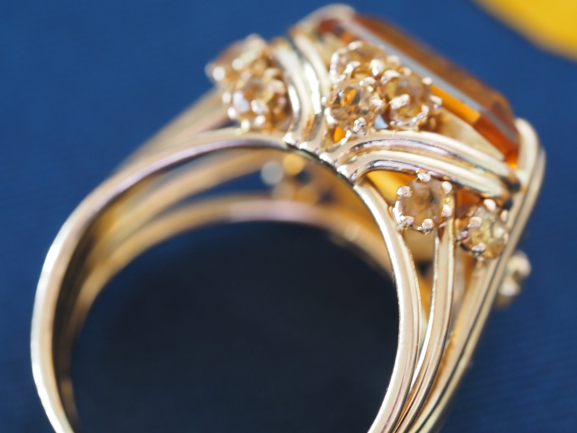 Vintage 18ct Gold Citrine Cocktail Ring Hudsons Estate Jewellery