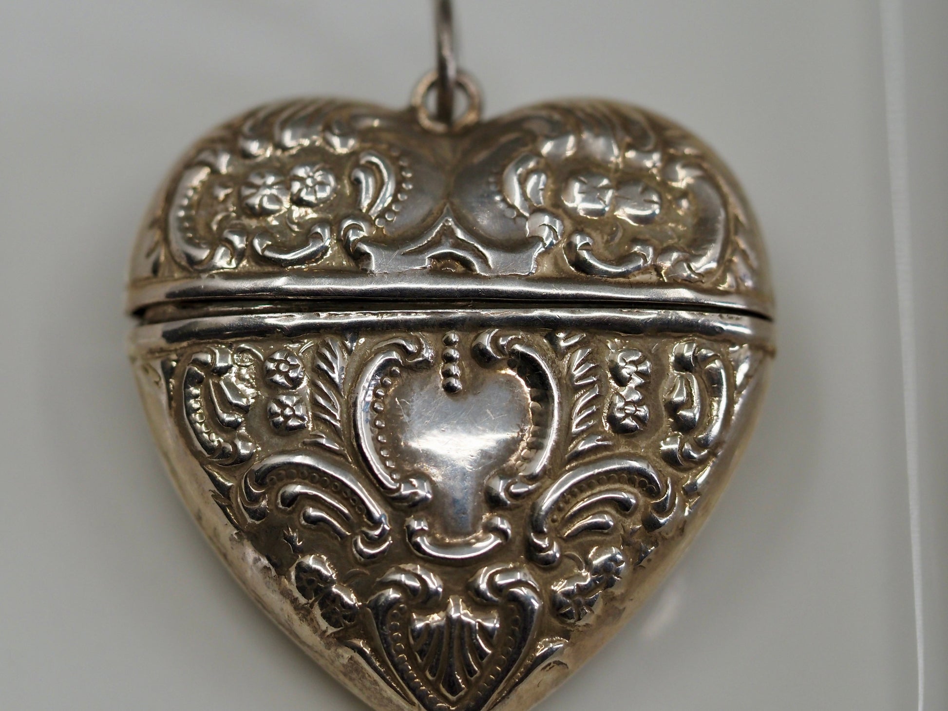 Vintage Silver Heart Vesta Style Pendant Hudsons Estate Jewellery