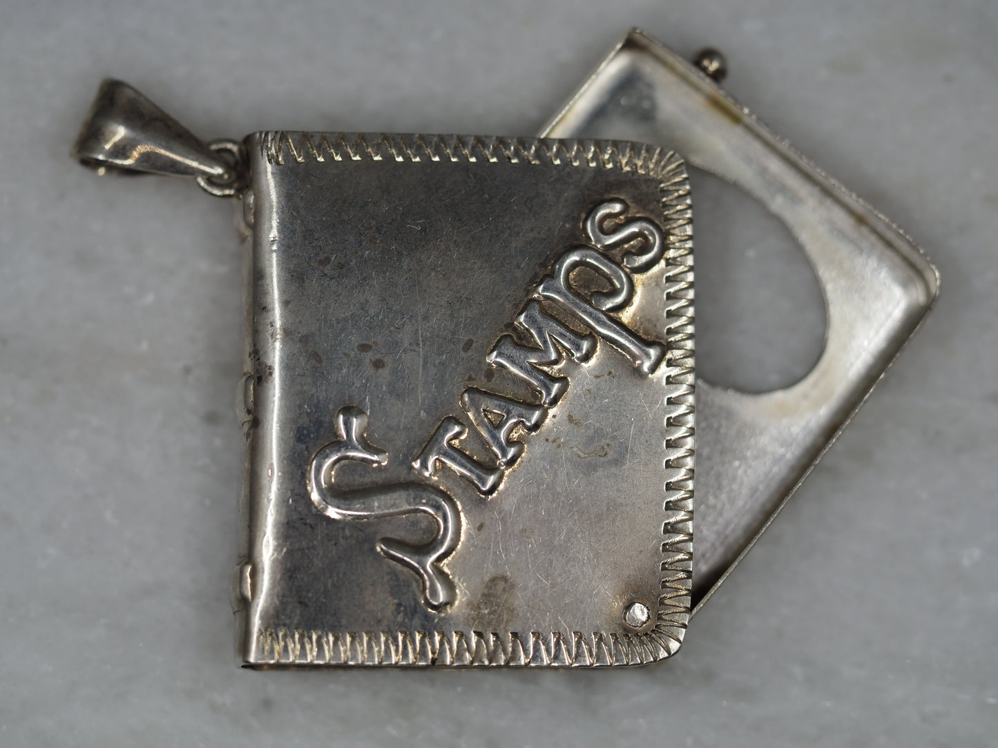Stamp Book Pendant in Sterling Silver Hudsons Estate Jewellery