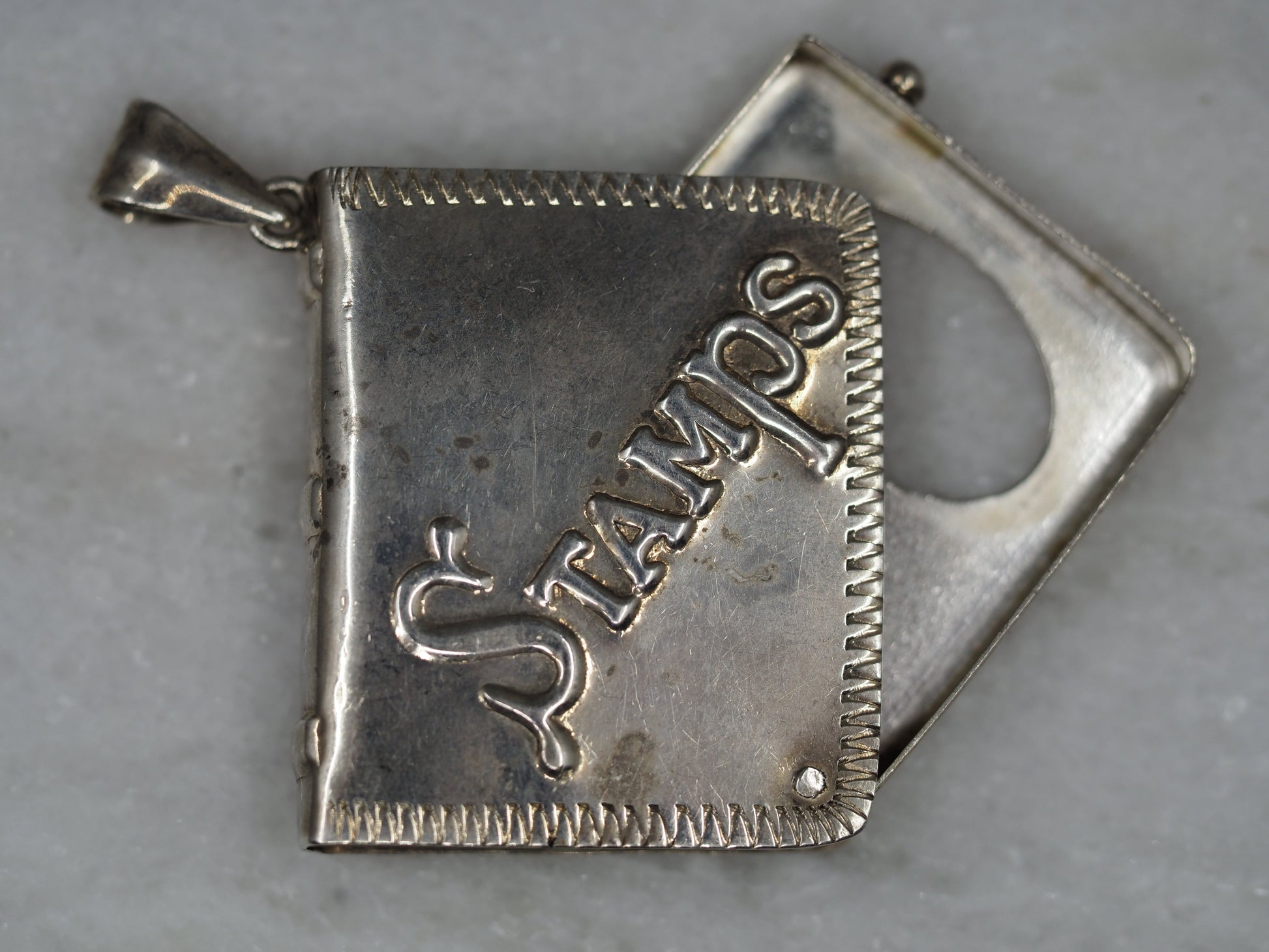 Stamp Book Pendant in Sterling Silver Hudsons Estate Jewellery