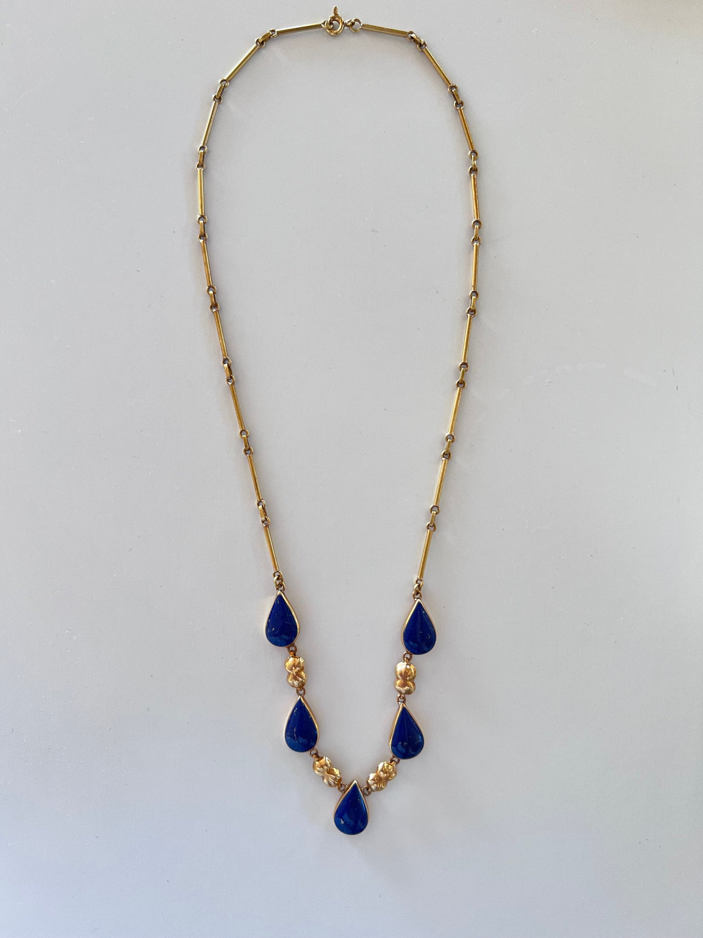 Contemporary 18ct Gold & Lapis Lazuli Necklace Hudsons Estate Jewellery