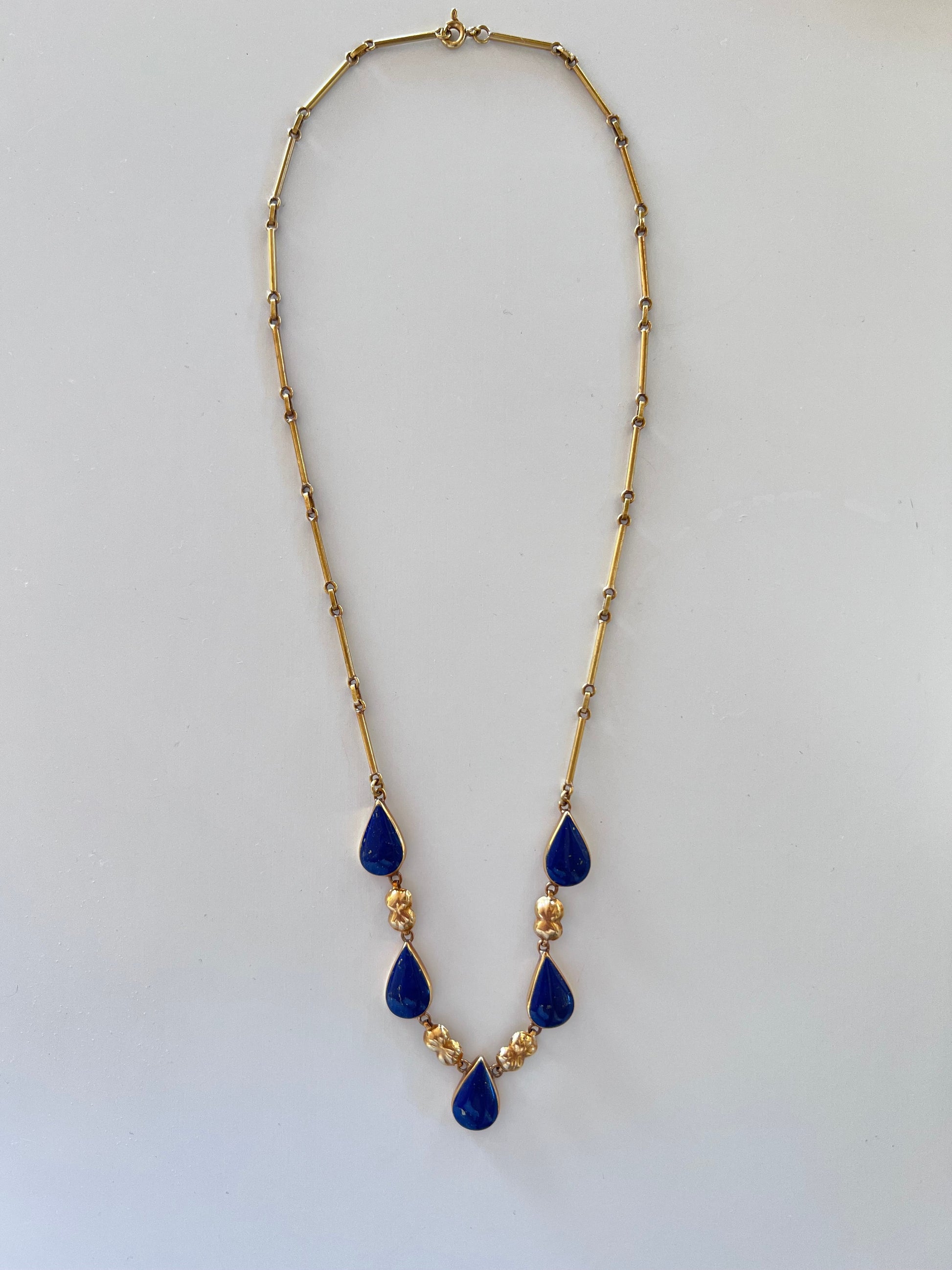 Contemporary 18ct Gold & Lapis Lazuli Necklace Hudsons Estate Jewellery