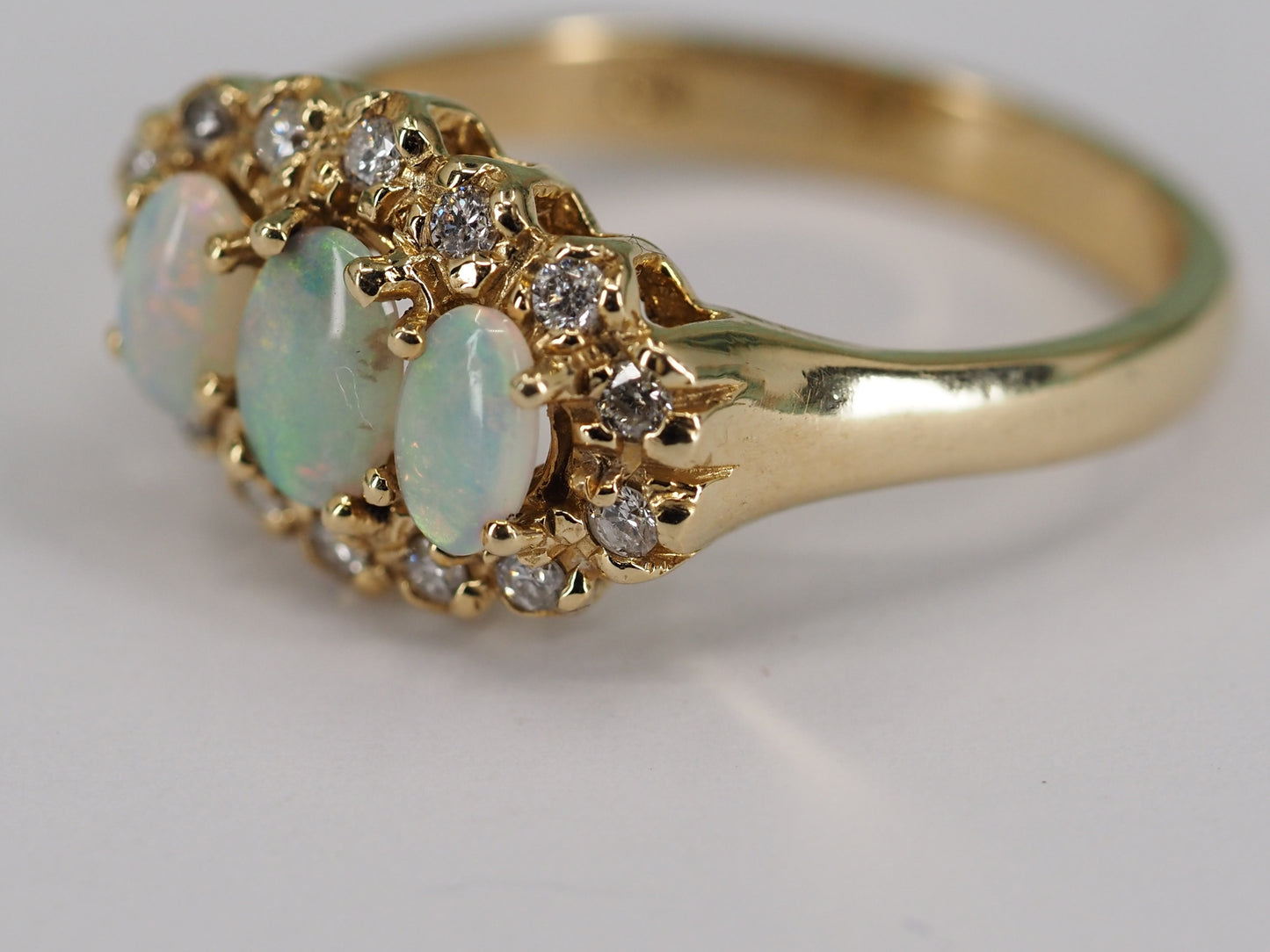 Vintage opal and diamond ring in 9ct gold Hudsons Estate Jewellery