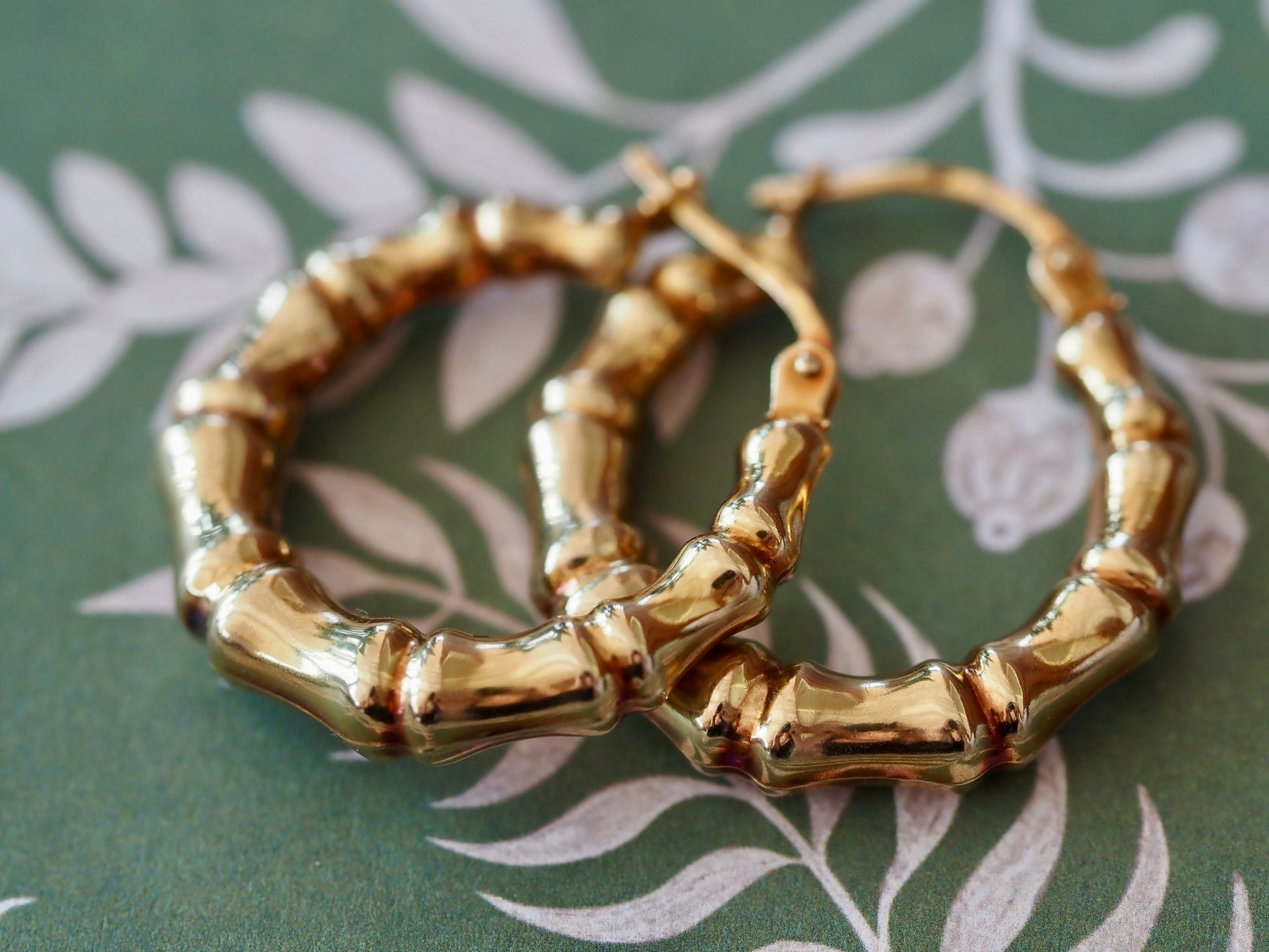 Bamboo Style Earrings in 9ct Yellow Gold Hudsons Estate Jewellery