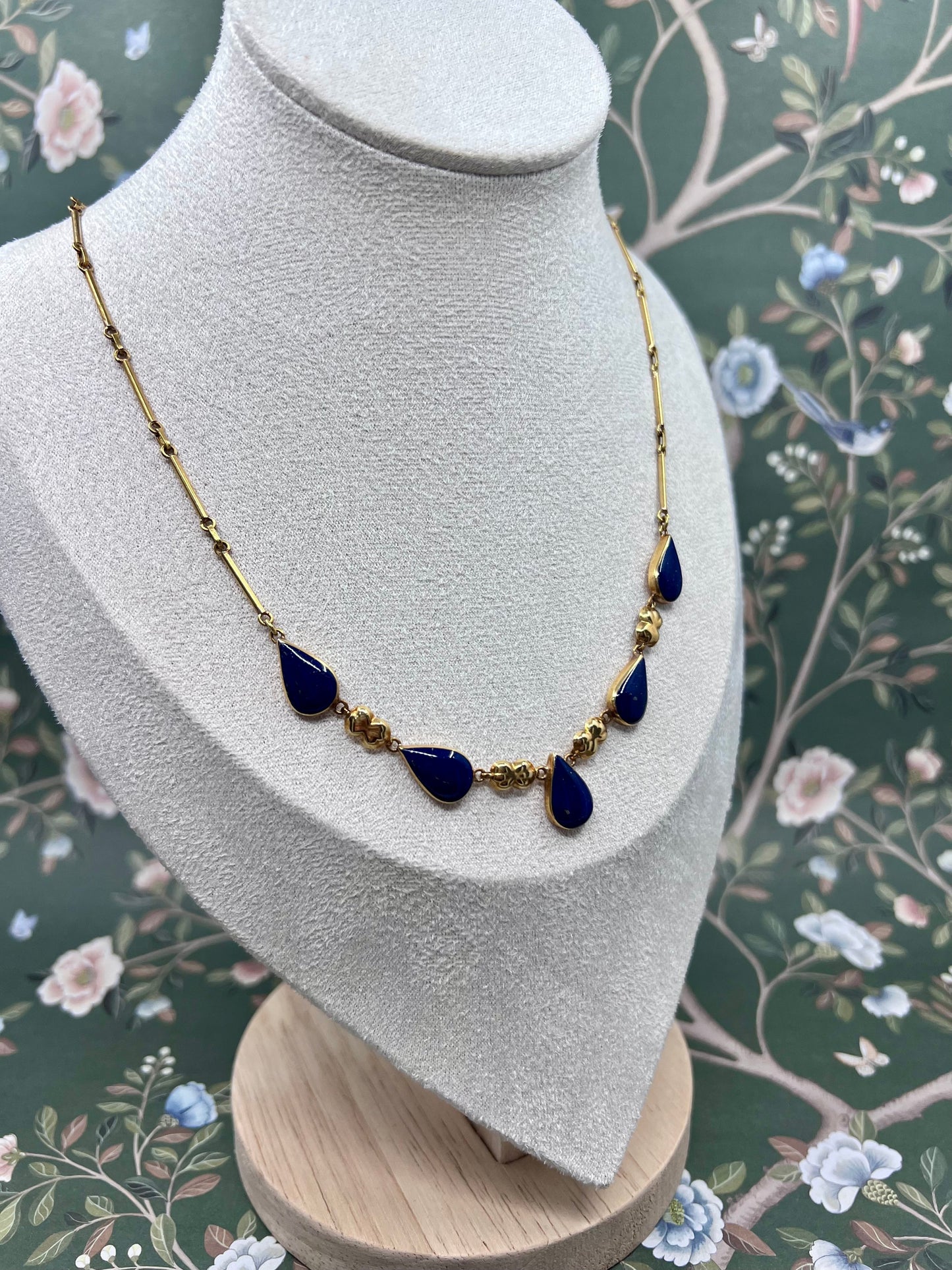 Contemporary 18ct Gold & Lapis Lazuli Necklace Hudsons Estate Jewellery