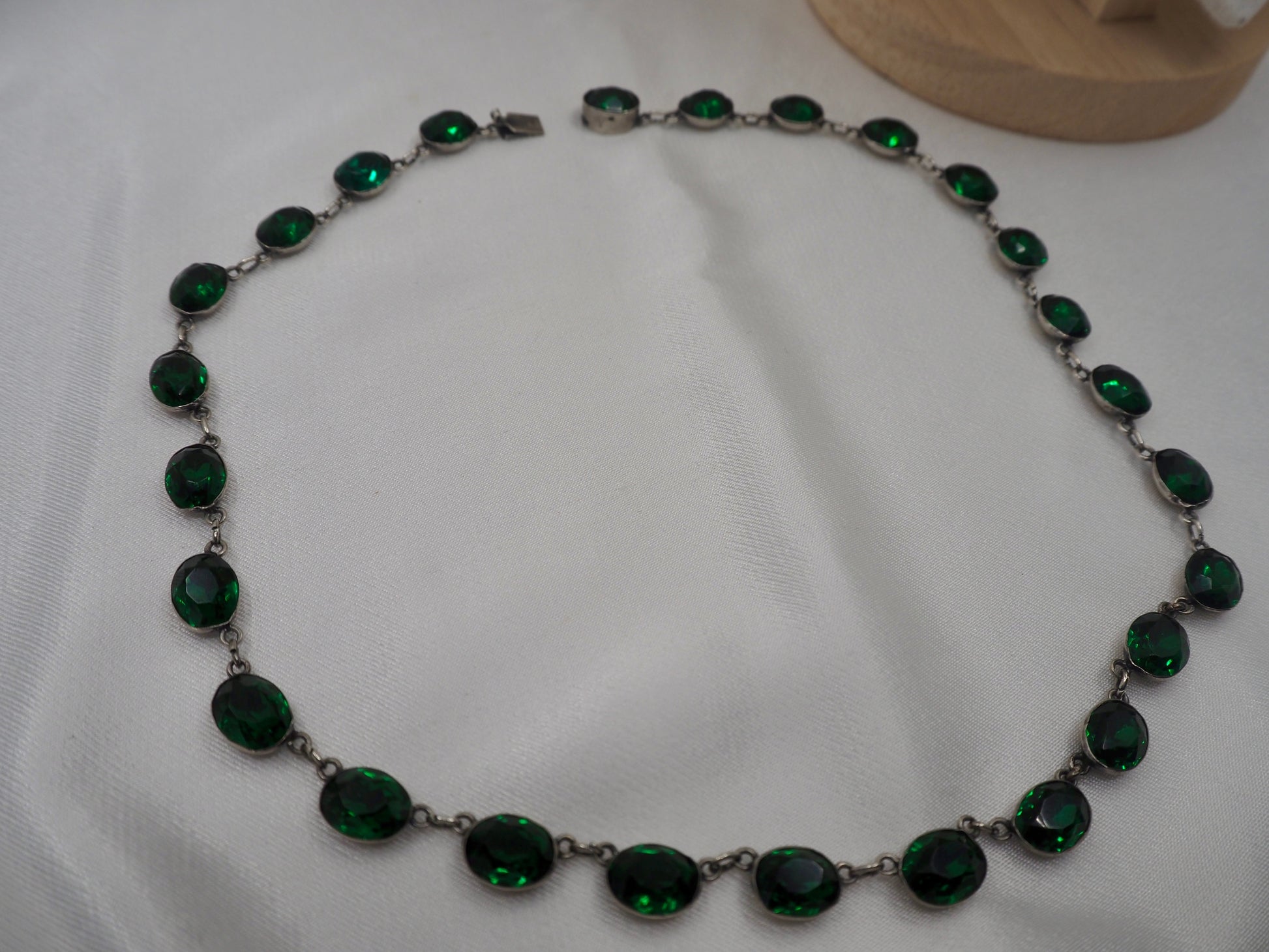 Vintage Silver Riviere with Green Paste Hudsons Estate Jewellery