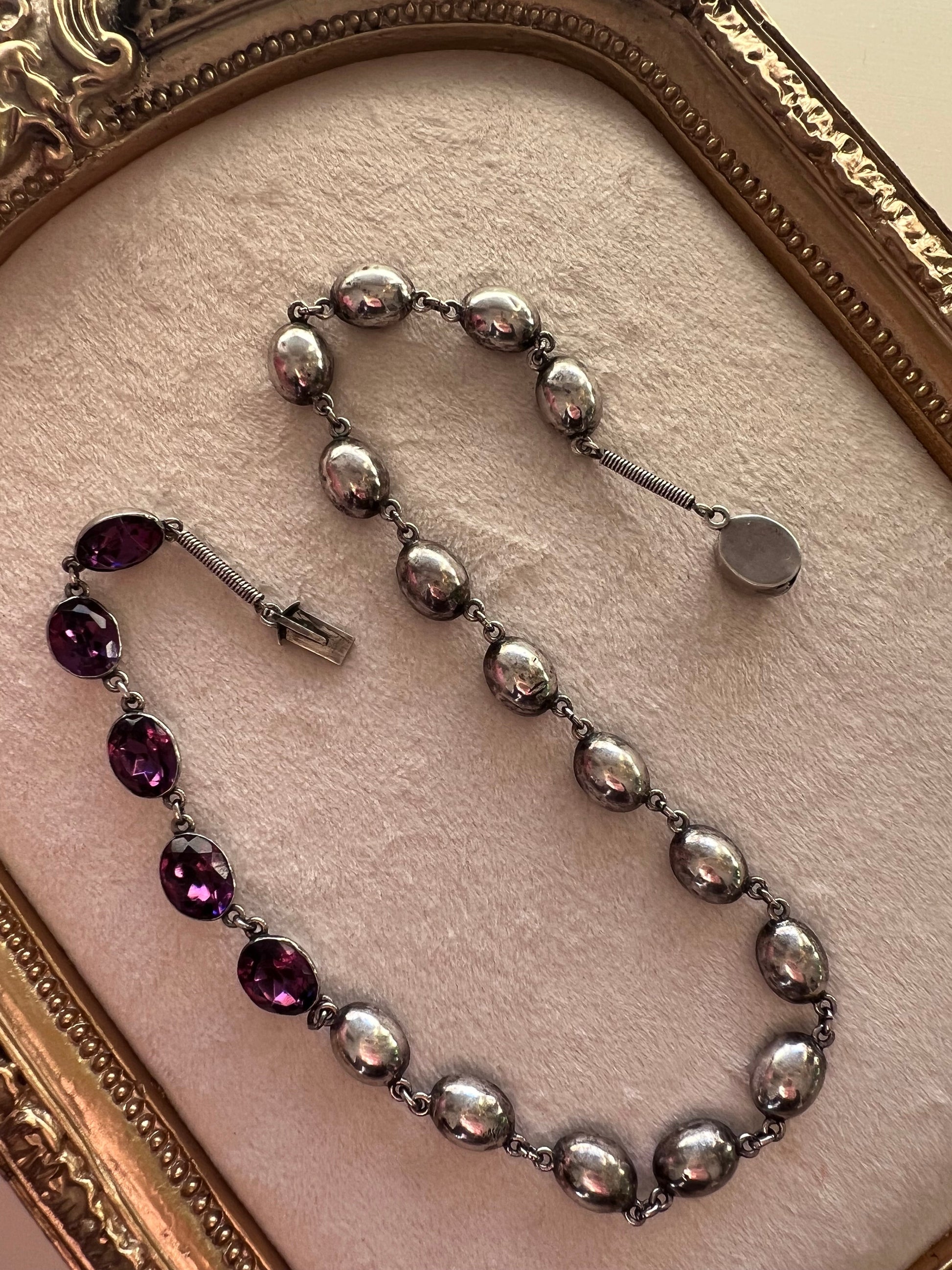 Vintage Silver Riviere with Purple Paste Hudsons Estate Jewellery