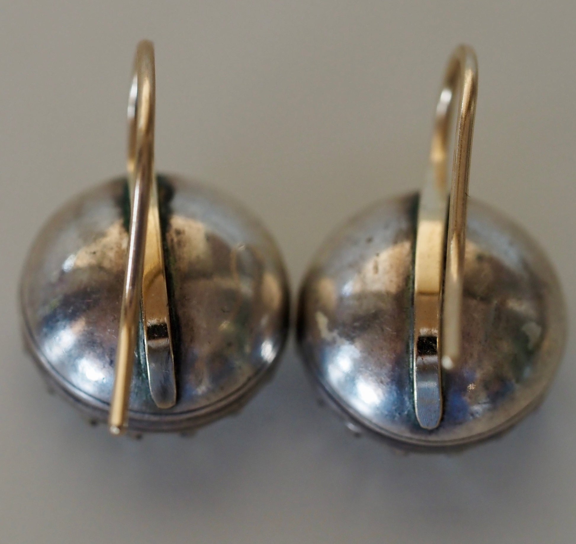 Antique Paste and Silver Earrings with Gold Hooks Hudsons Estate Jewellery