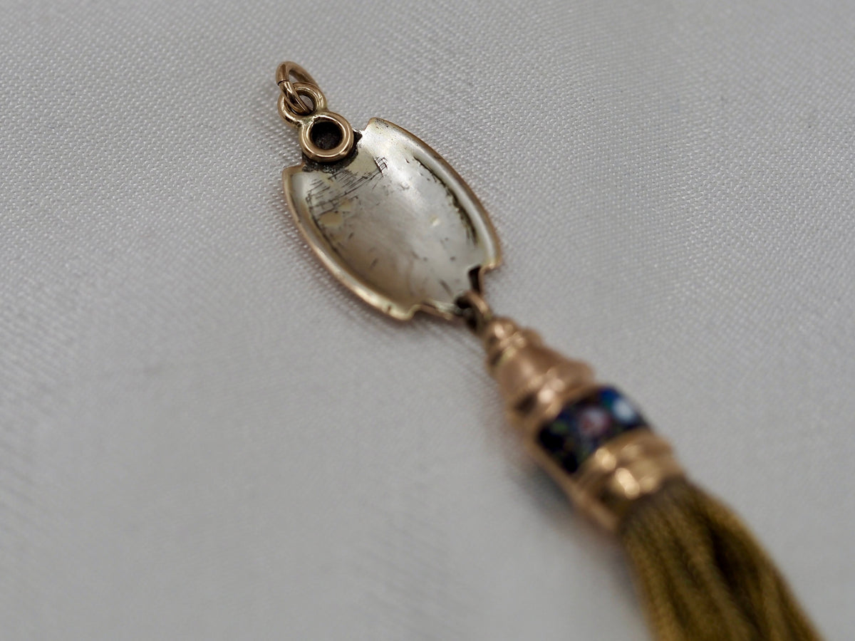 Antique Swiss Enamel and 18ct Gold Tassel Pendant Hudsons Estate Jewellery