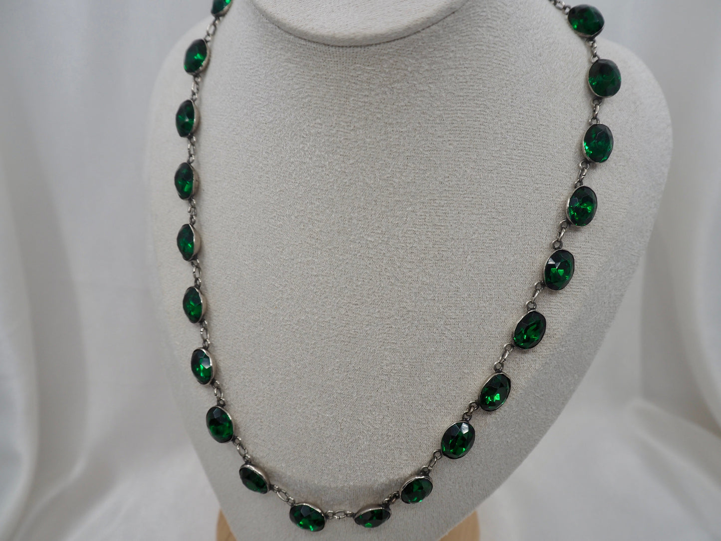 Vintage Silver Riviere with Green Paste Hudsons Estate Jewellery
