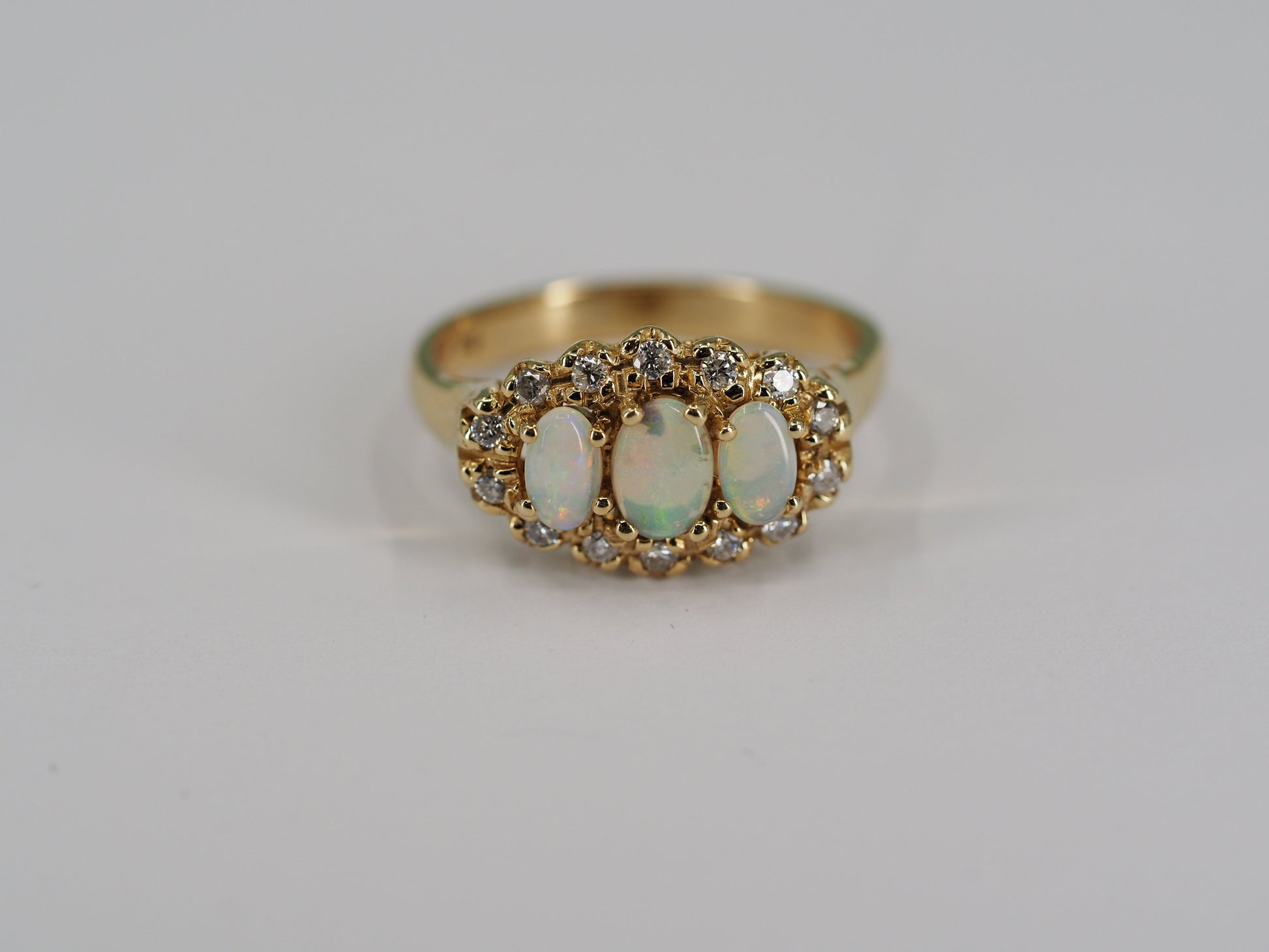 Vintage opal and diamond ring in 9ct gold Hudsons Estate Jewellery