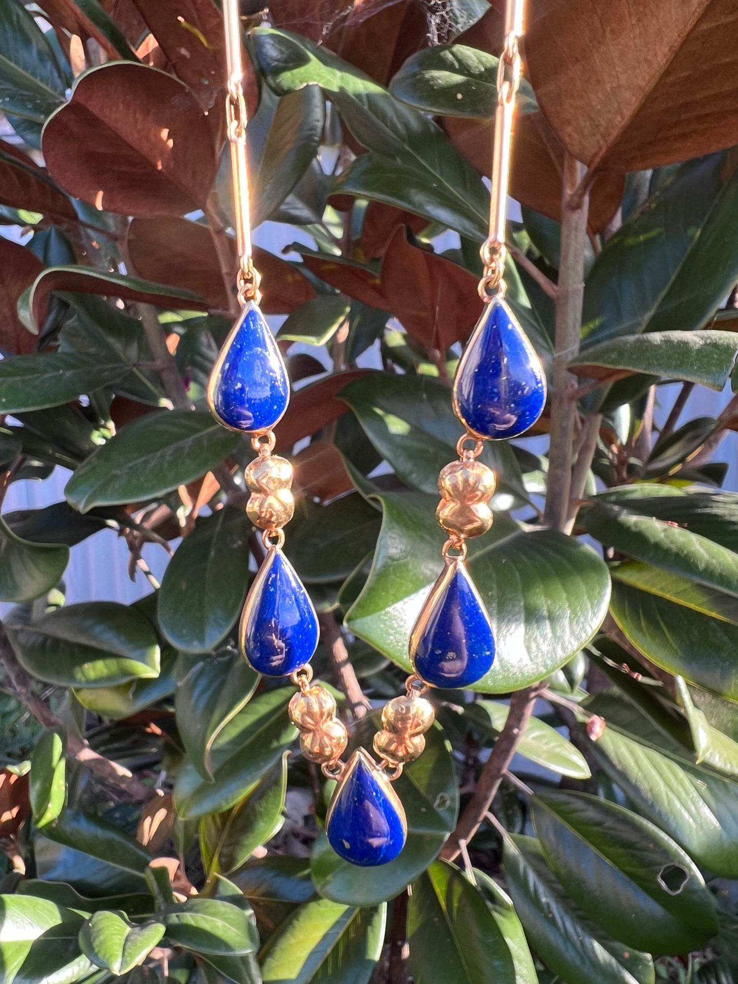 Contemporary 18ct Gold & Lapis Lazuli Necklace Hudsons Estate Jewellery