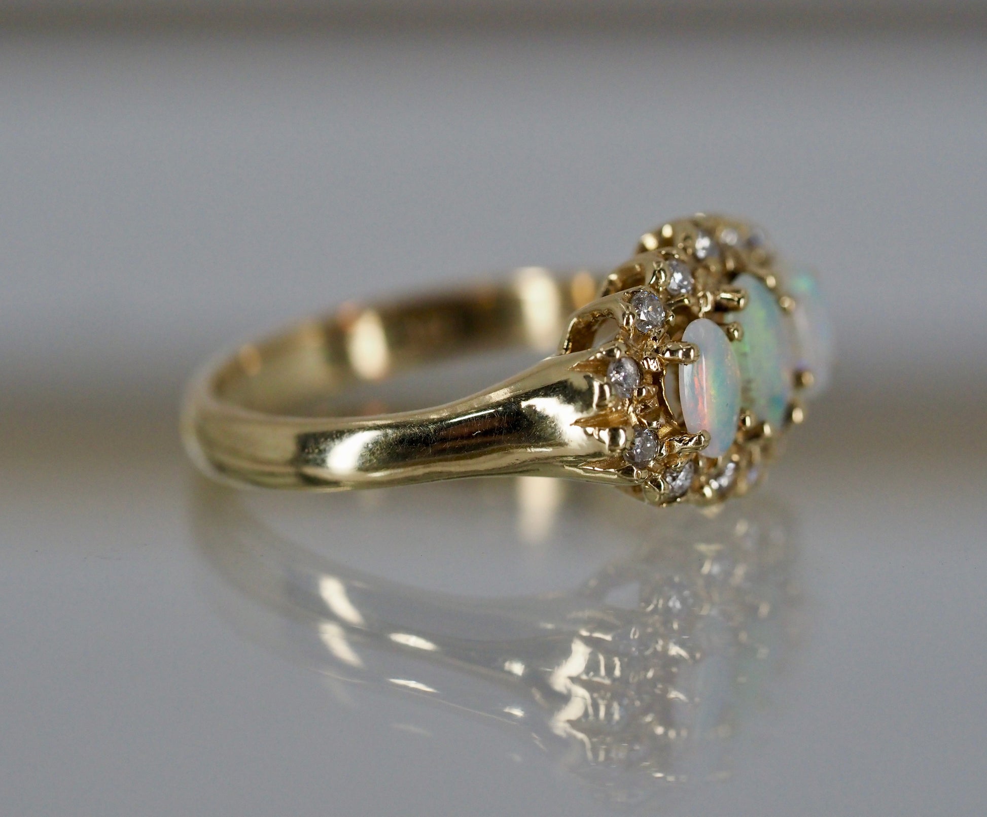 Vintage opal and diamond ring in 9ct gold Hudsons Estate Jewellery