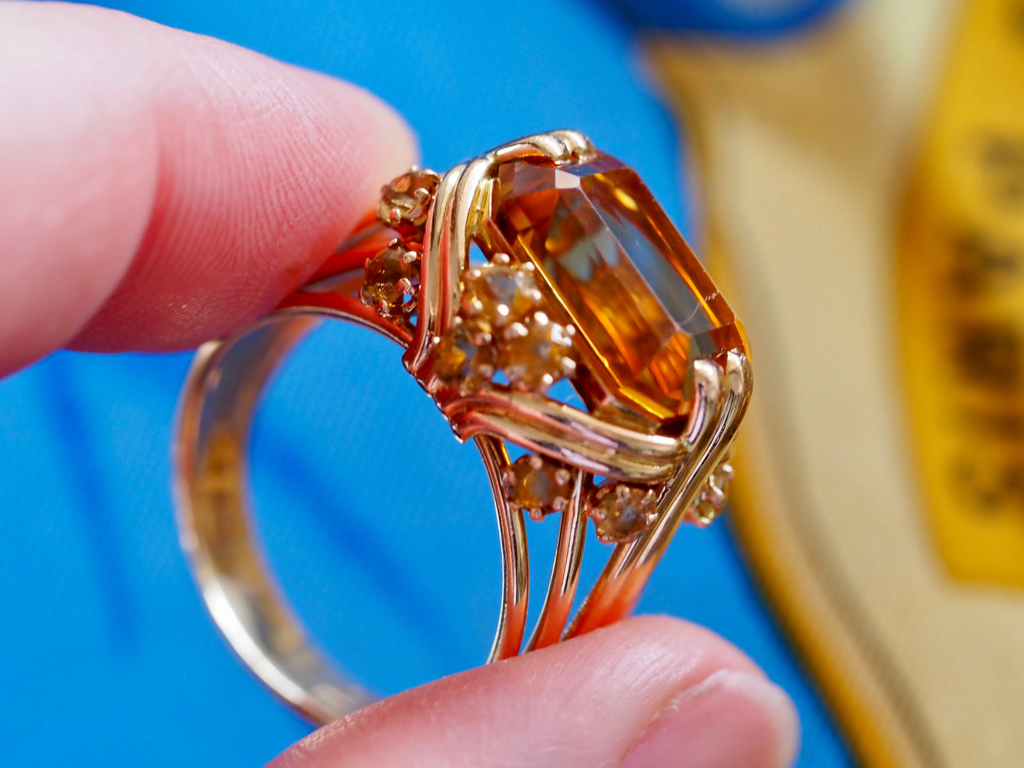 Vintage 18ct Gold Citrine Cocktail Ring Hudsons Estate Jewellery