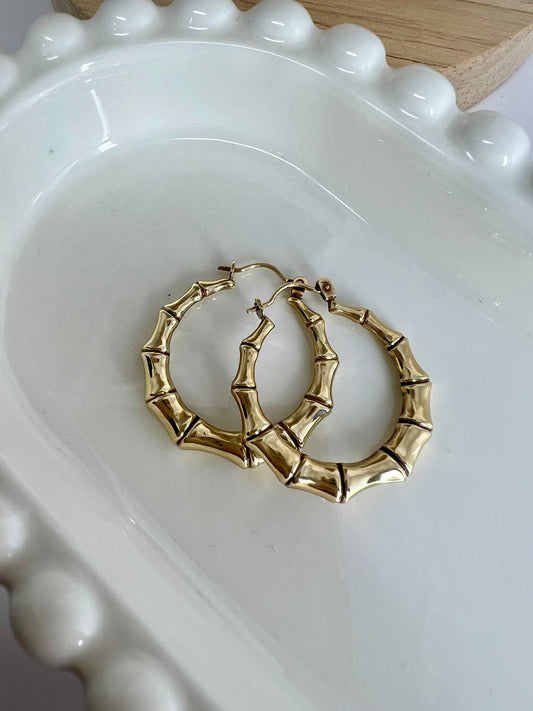 9ct Gold Bamboo-Style Earrings
