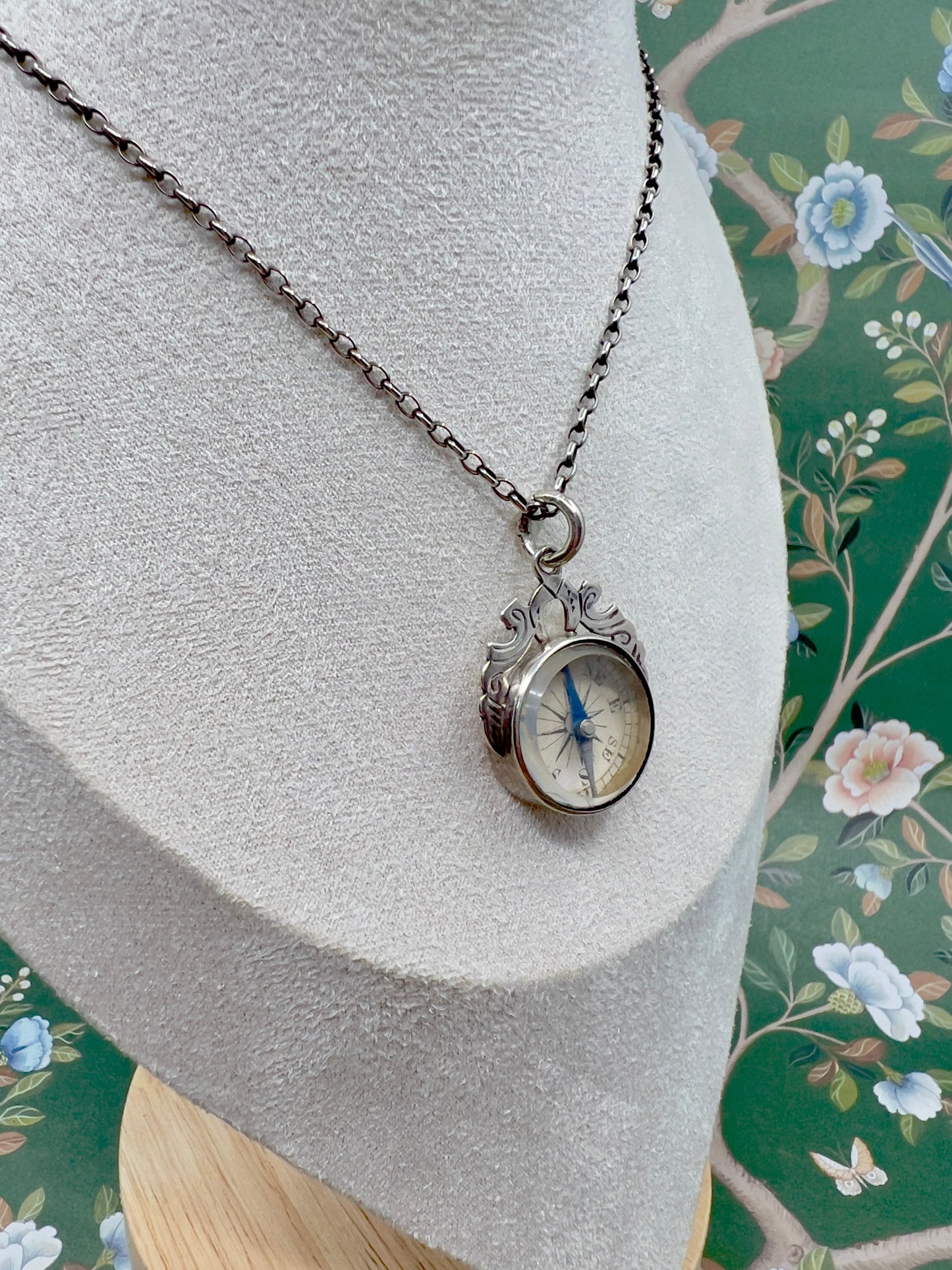 Antique Compass Pendant in Sterling Silver Hudsons Estate Jewellery