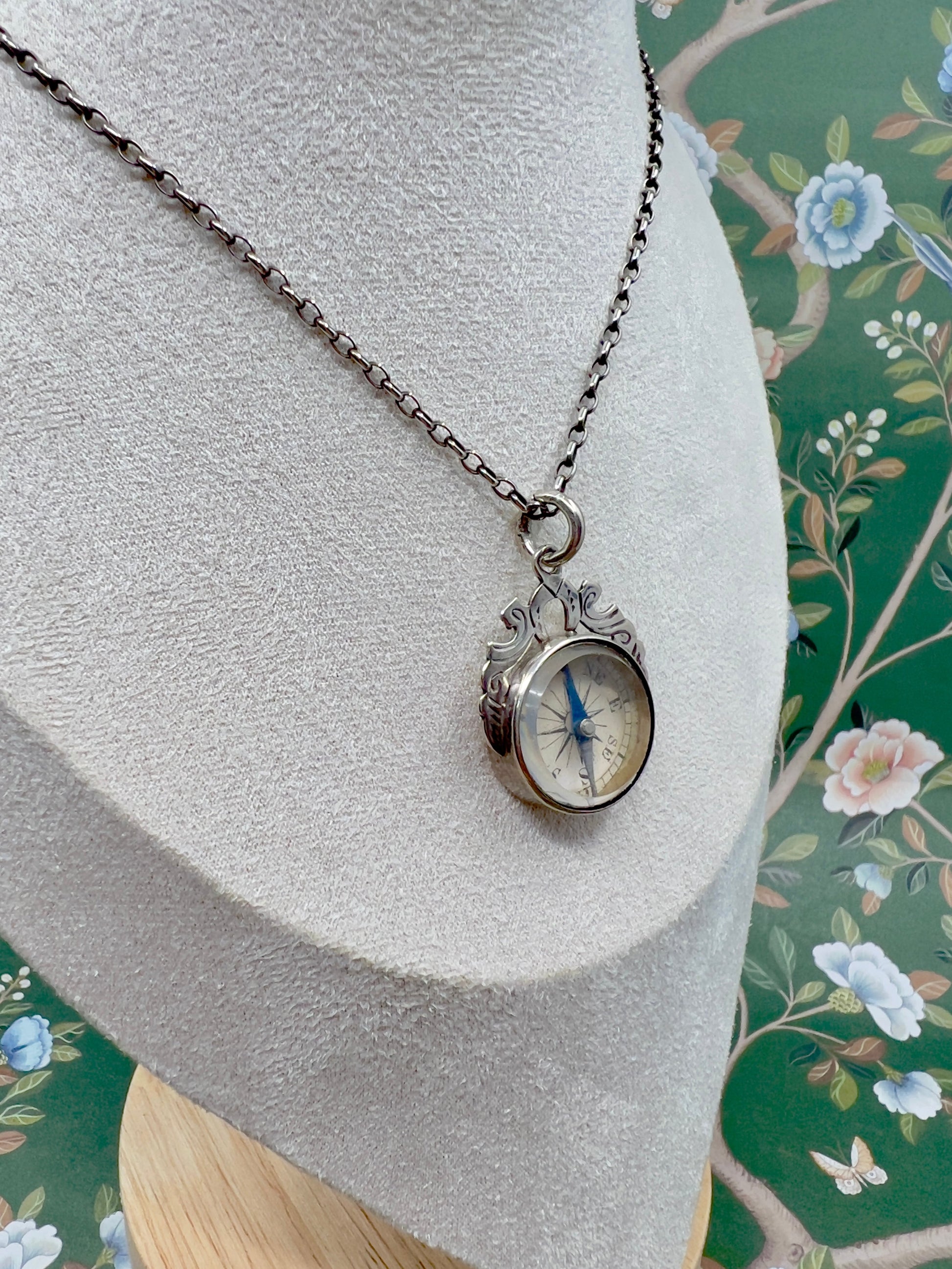 Antique Compass Pendant in Sterling Silver Hudsons Estate Jewellery
