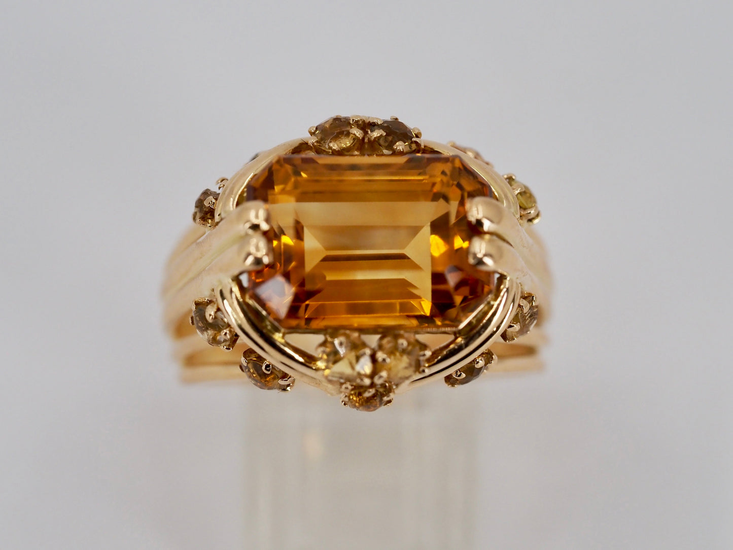 Vintage 18ct Gold Citrine Cocktail Ring Hudsons Estate Jewellery
