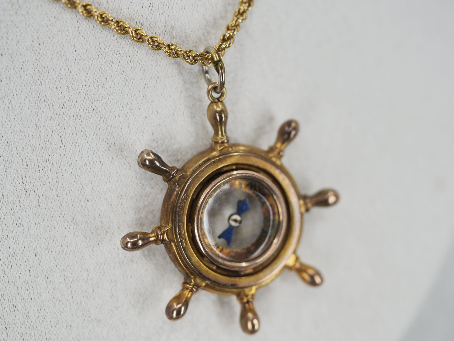 Edwardian 9ct yellow gold compass pendant Hudsons Estate Jewellery