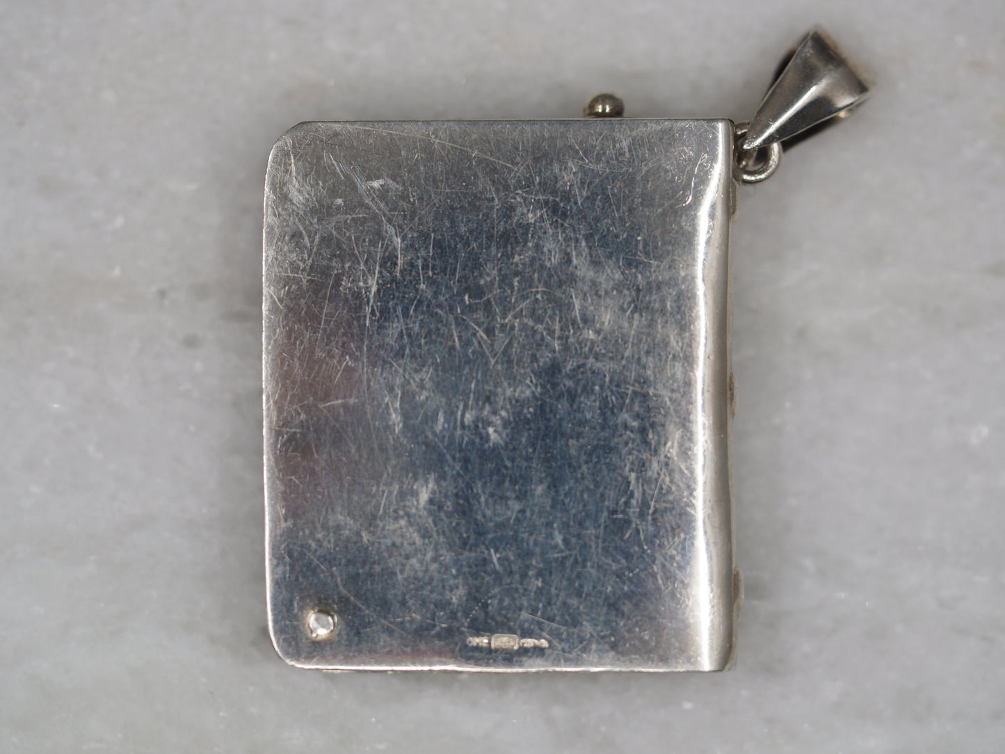 Stamp Book Pendant in Sterling Silver Hudsons Estate Jewellery