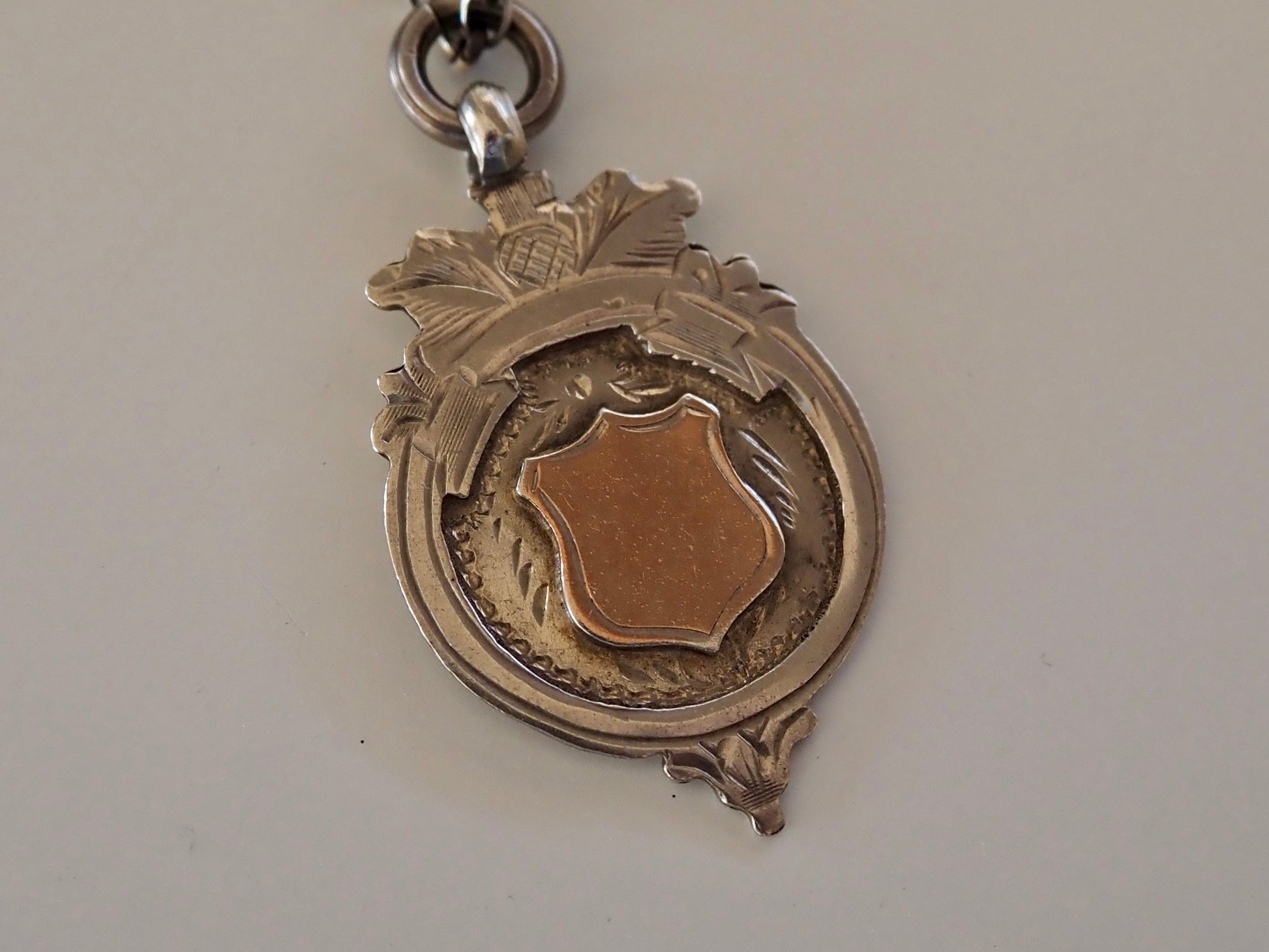 Antique 1919 Sterling Silver & Rose Gold Medallion Hudsons Estate Jewellery