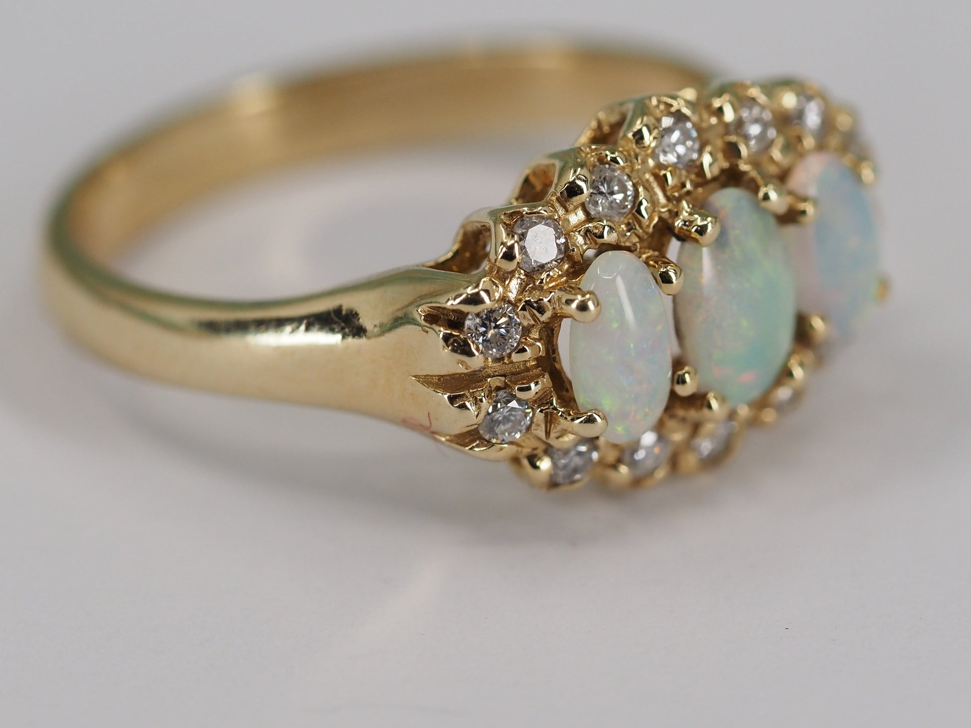 Vintage opal and diamond ring in 9ct gold Hudsons Estate Jewellery