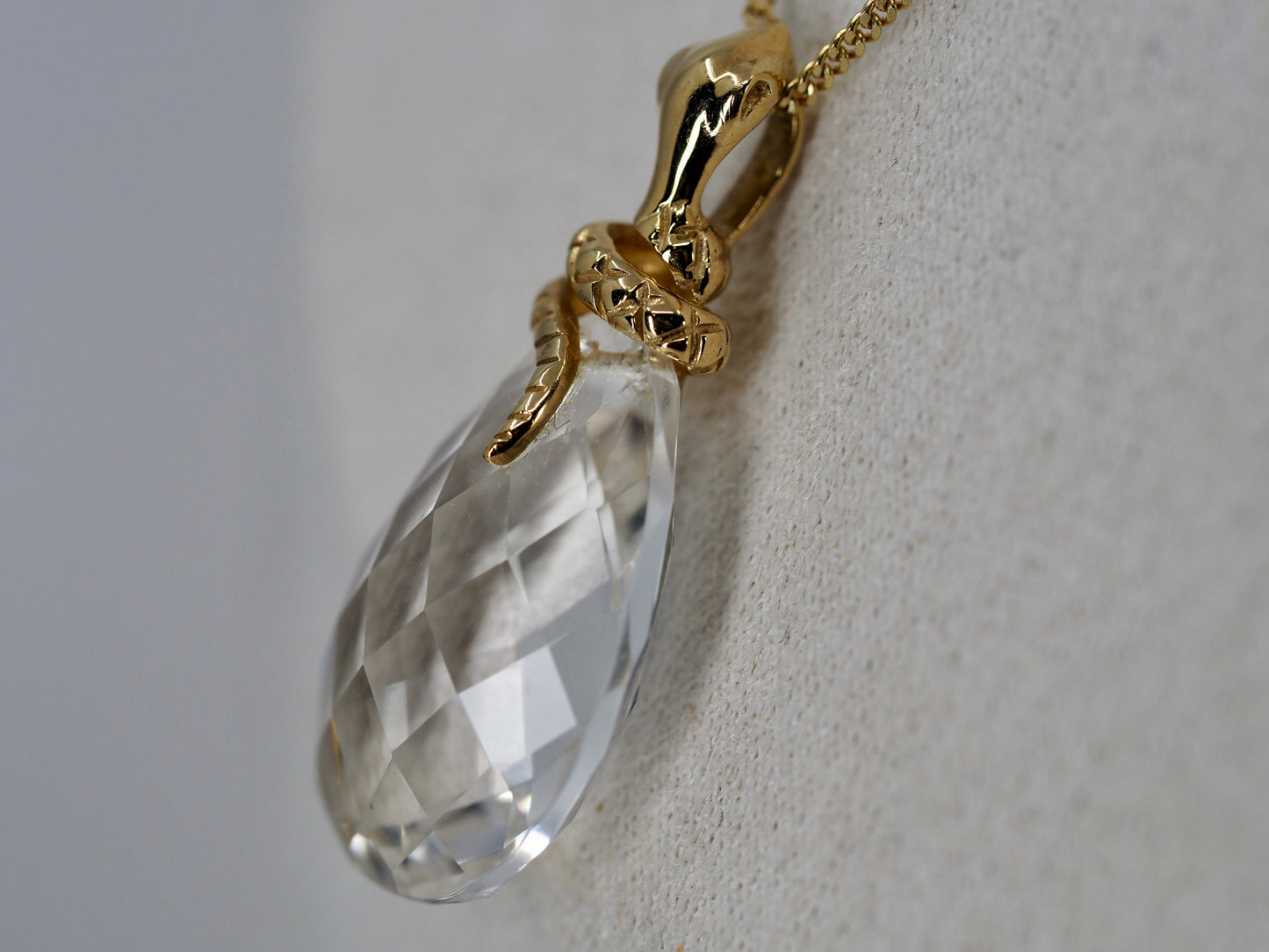 Rock Crystal Snake Pendant and Chain Hudsons Estate Jewellery